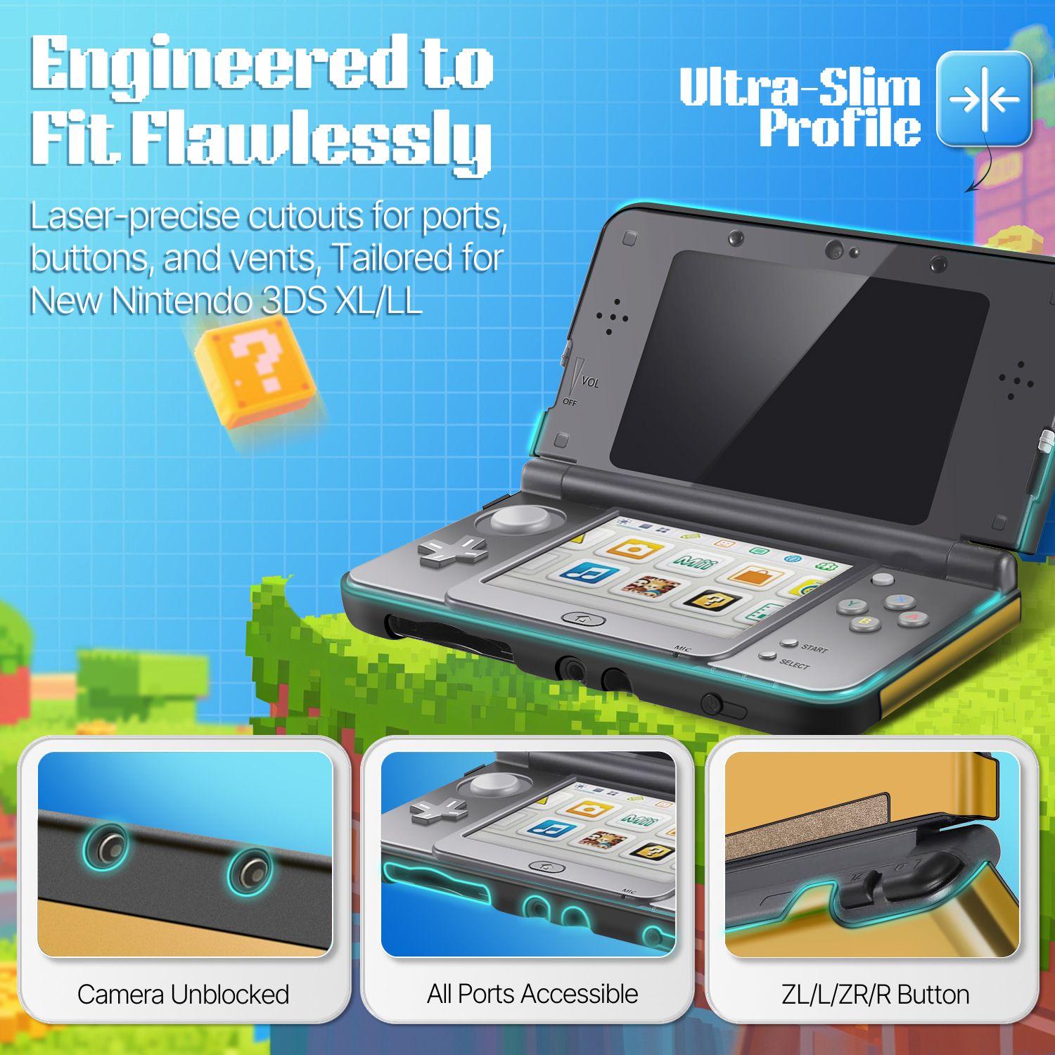 Plastic + Aluminium Full Body Protective Snap-on Hard Shell Skin Case Cover Gold for New Nintendo 3DS LL XL 2015