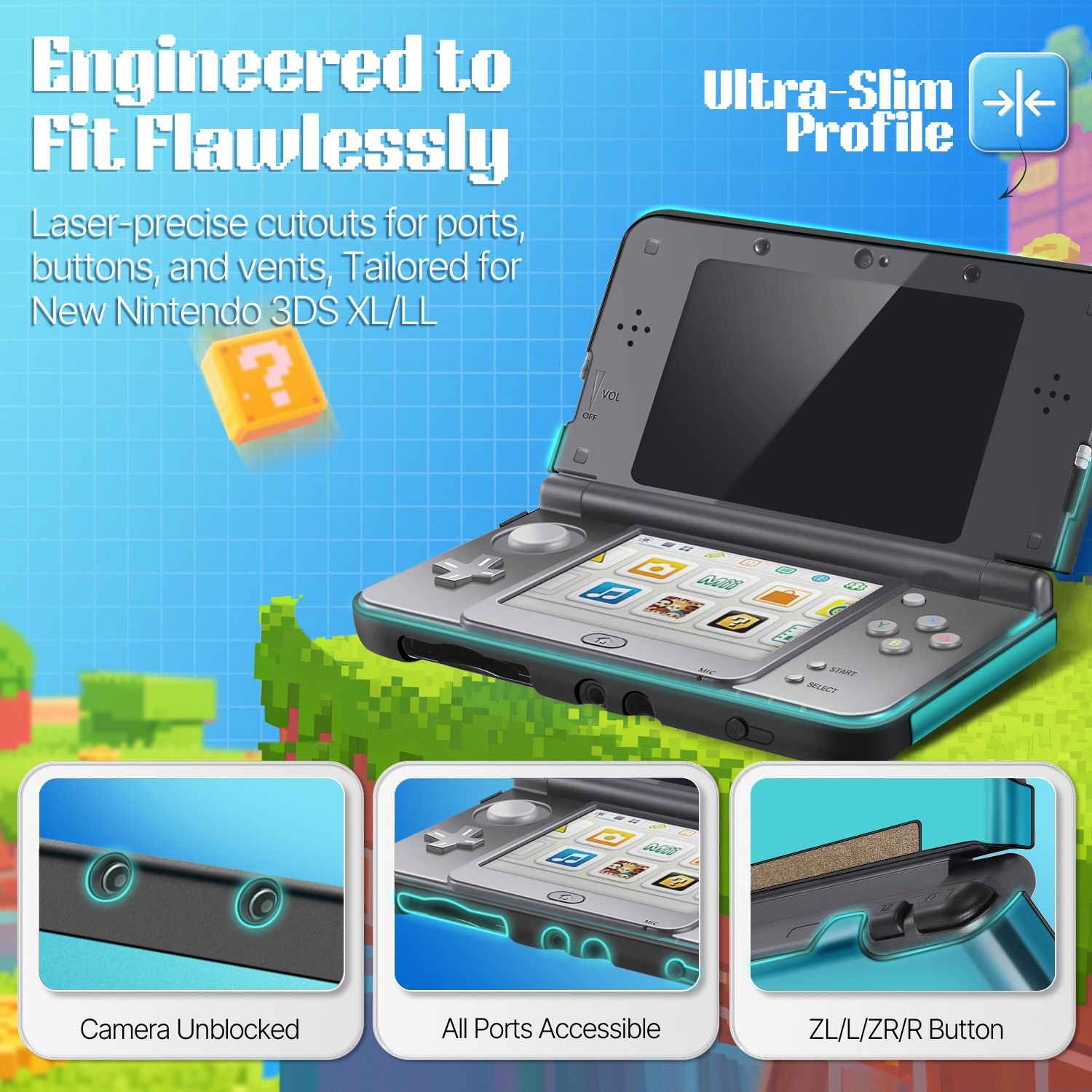 Plastic + Aluminium Full Body Protective Snap-on Hard Shell Skin Case Cover Light Blue for New Nintendo 3DS LL XL 2015