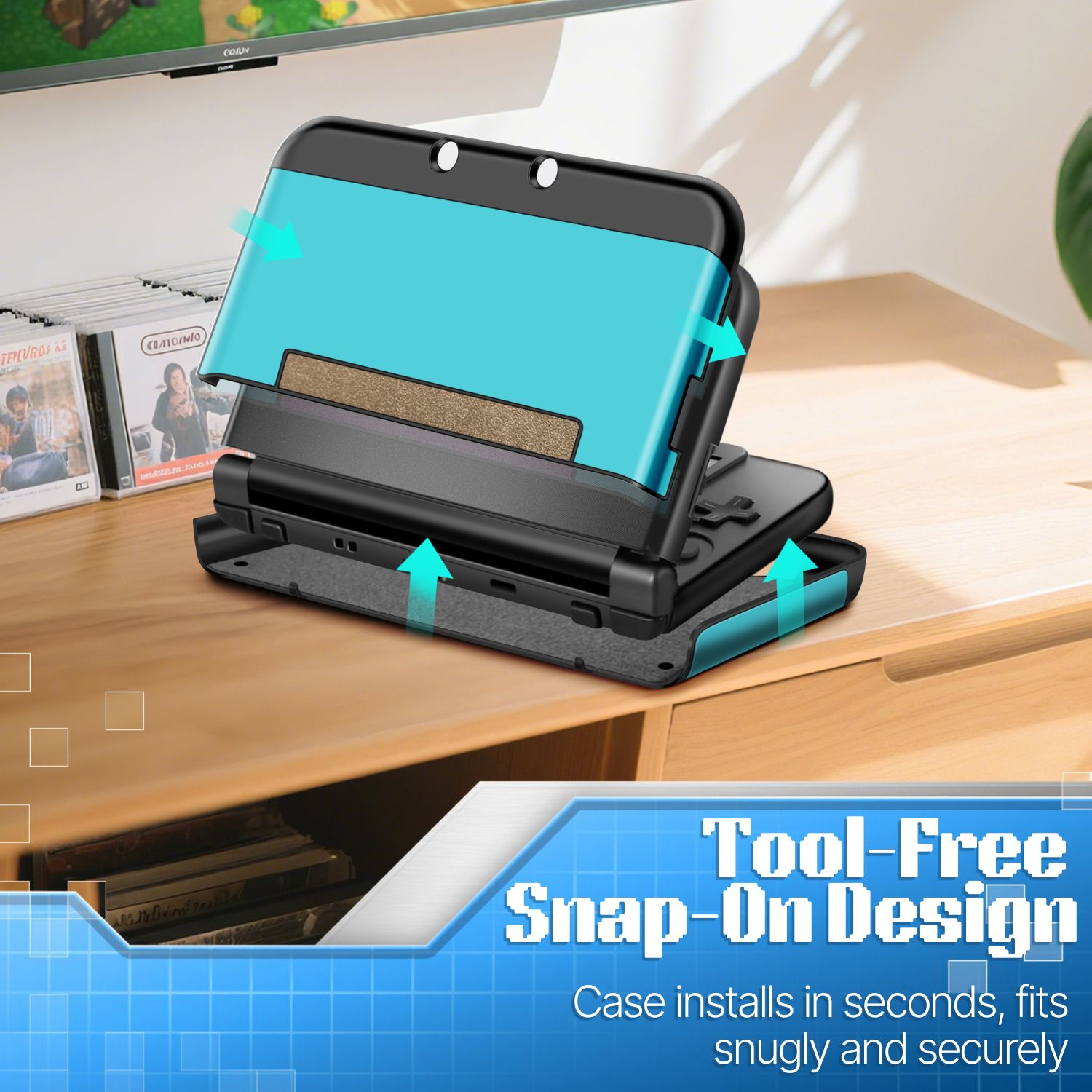 Plastic + Aluminium Full Body Protective Snap-on Hard Shell Skin Case Cover Light Blue for New Nintendo 3DS LL XL 2015