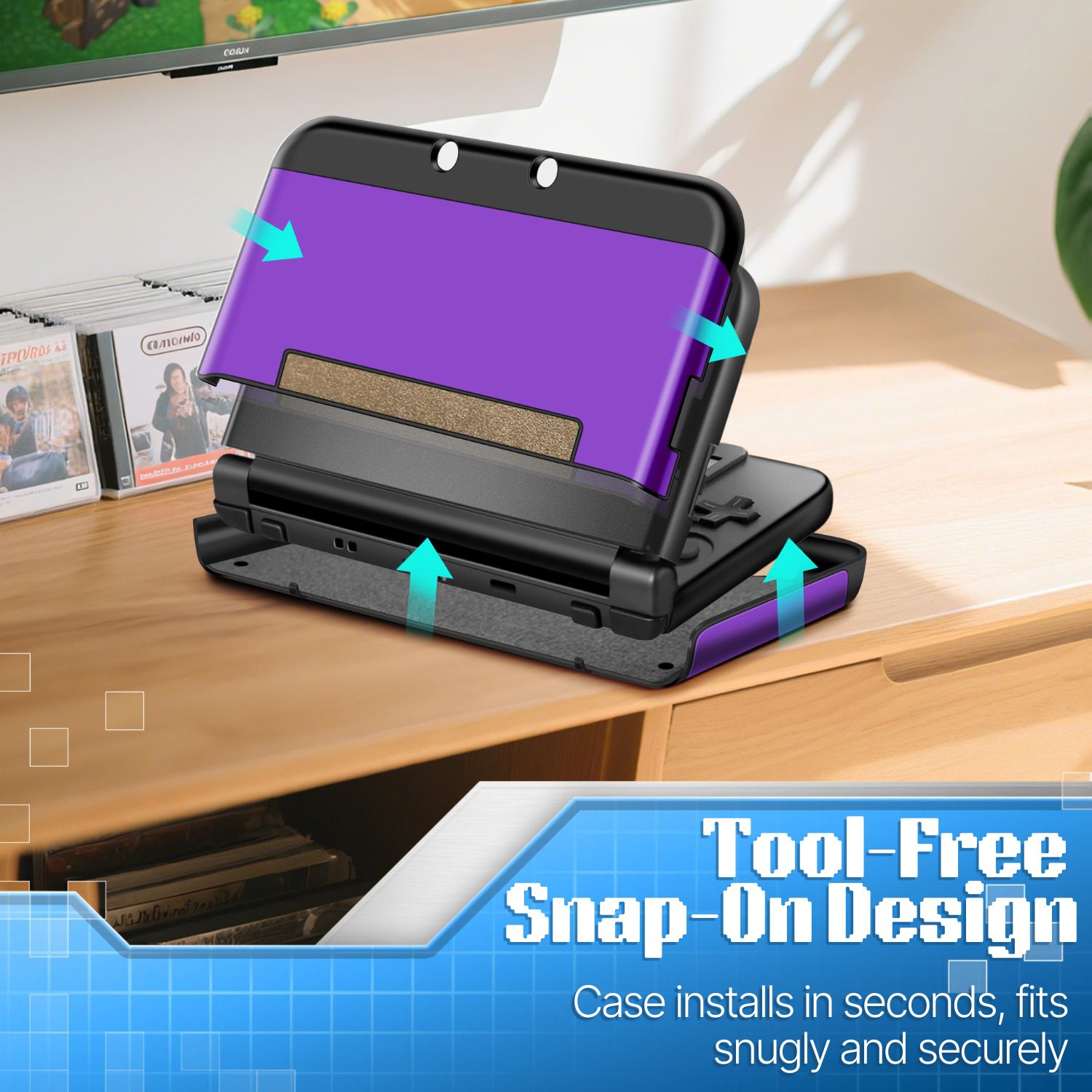 Plastic + Aluminium Full Body Protective Snap-on Hard Shell Skin Case Cover Purple for New Nintendo 3DS LL XL 2015