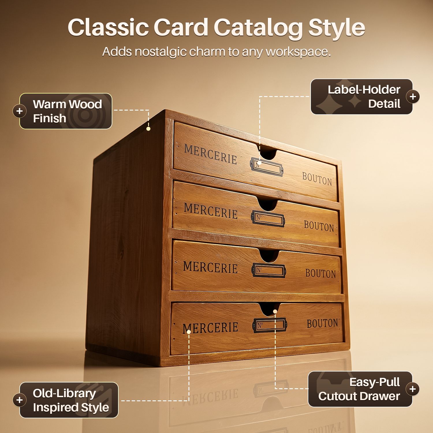 4-Tier Wooden Desktop Office Supplies Organizer Cabinet w/ 4 Storage ...