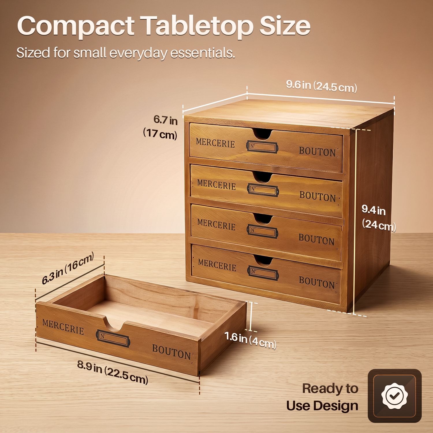 4-Tier Wooden Desktop Office Supplies Organizer Cabinet w/ 4 Storage ...