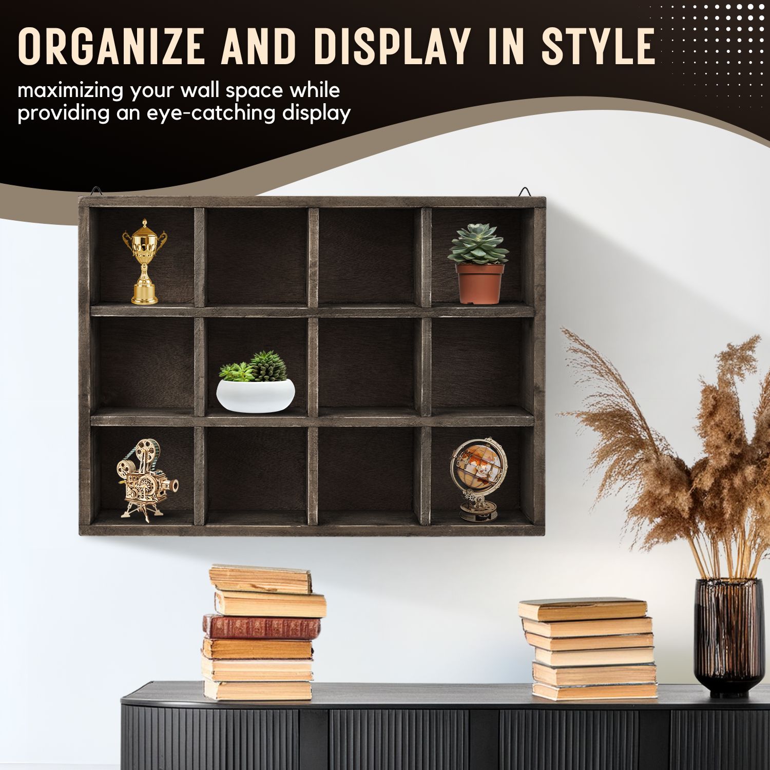 Floating Shelf Brown Wood Wall Mounted Freestanding ...