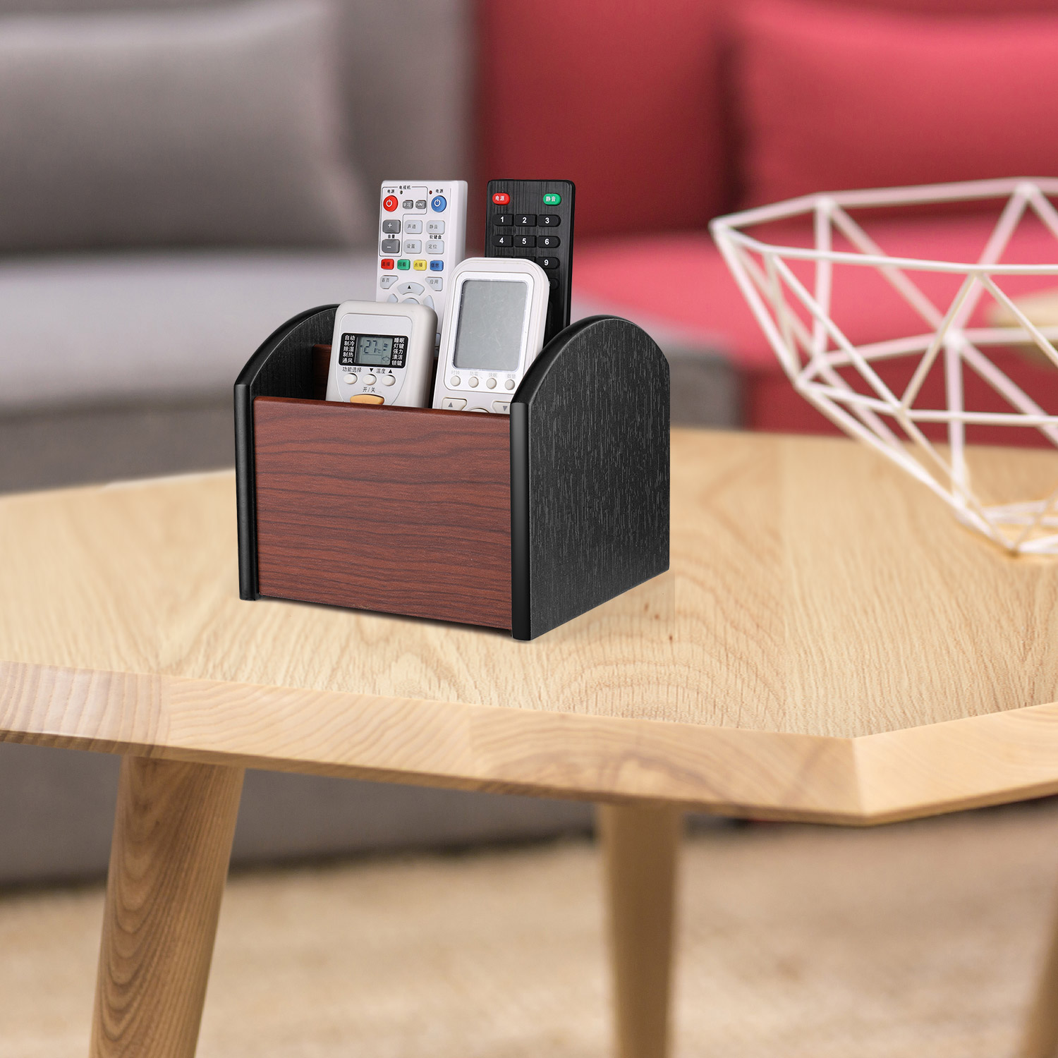 Desk Organizer TV Remote Control Caddy Wooden Rotatable Storage Holder Rack 810651032813 eBay