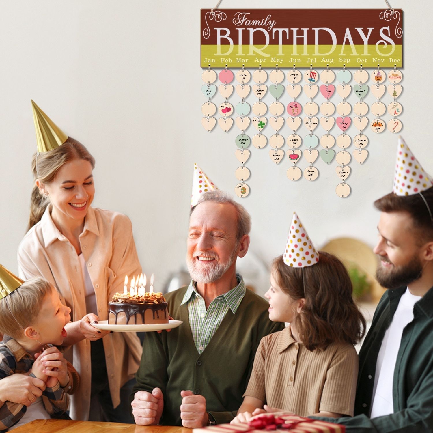 Never forget a birthday or anniversary again - Keep everyone's important dates in one place and never miss important events ever again with our birthday reminder wall hanging calendar.