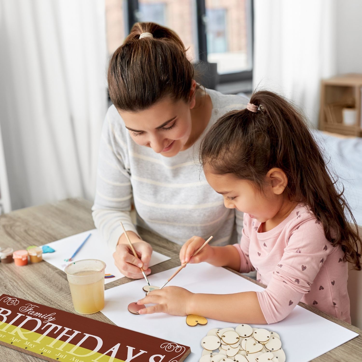 All-in-one package: You'll receive 1 wood calendar hanging plaque, 1 durable hemp rope, 50 wooden heart and round chips, and 50 metal ring fasteners, so you'll have everything you need to create your own family birthdays wood wall hanging tags.