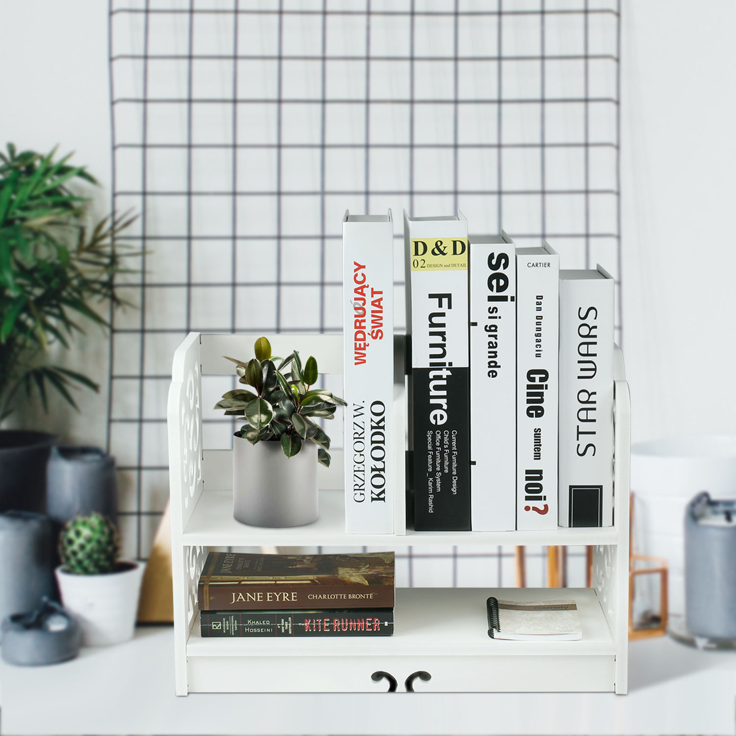 Desktop Book Shelf Bookcase Freestanding Storage Display ...