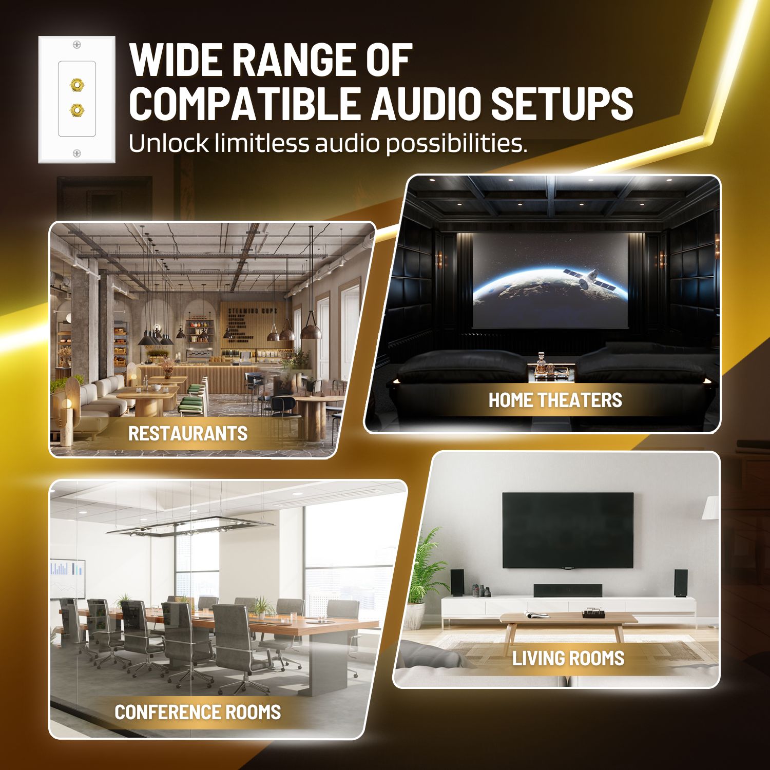 Sophisticated Design: The professional, clean look of our speaker plug wall plate effortlessly eliminates wire clutter, while the color-coded connections ensure an intuitive installation that complements your space