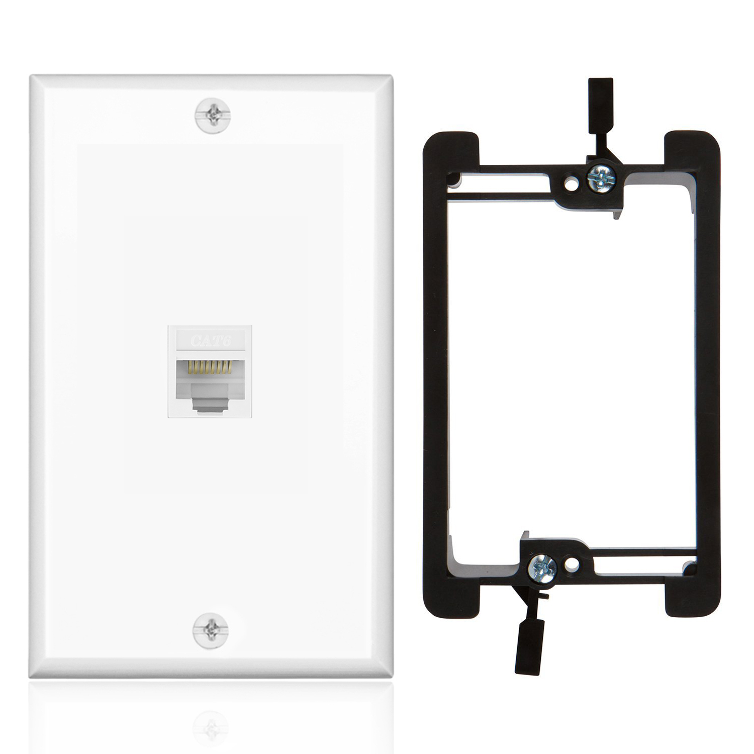 Ethernet Cat6 Wall Plate 1 Port Single Gang Plug W Low Voltage Mounting Bracket 843354103818 Ebay