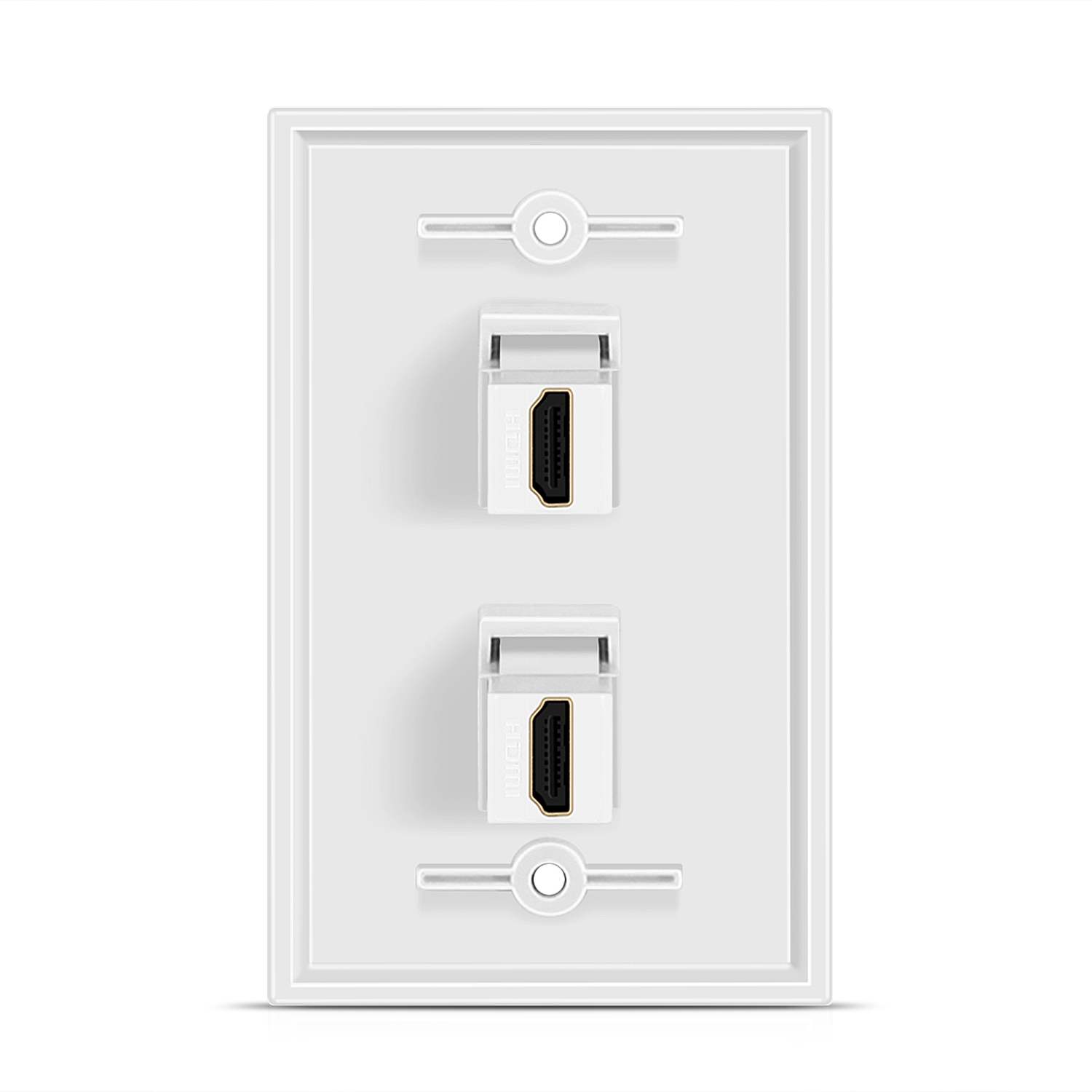 HDMI Extention Wall Plate - Features pass-thru for High Speed HDMI features such as HDMI Audio Return Channel (ARC/eARC), HDMI Ethernet Channel (HEC), 48 bit color depth, 32 channel audio, Dolby True HD 7.1 audio and bandwidth up to 18 Gbps; Standard sized 4.5 x 2.7 inch wall plates can be mounted with a 1-gang low voltage bracket