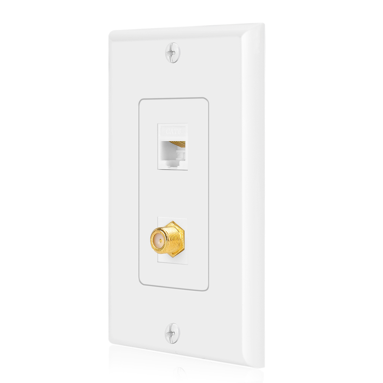 Ethernet Coax Wall Plate with 1 RJ45 Port and 1 Gold Plated F-Type ...