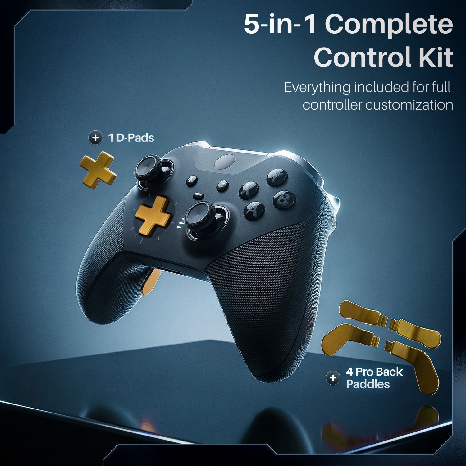 TNP 5 in 1 Elite Controller Paddles for Xbox One Elite Series 2 - Replacement Metal Stainless Steel Paddles Trigger & D-Pad Parts Accessories Compatible with Xbox Elite Controller Series 2 Core, Gold