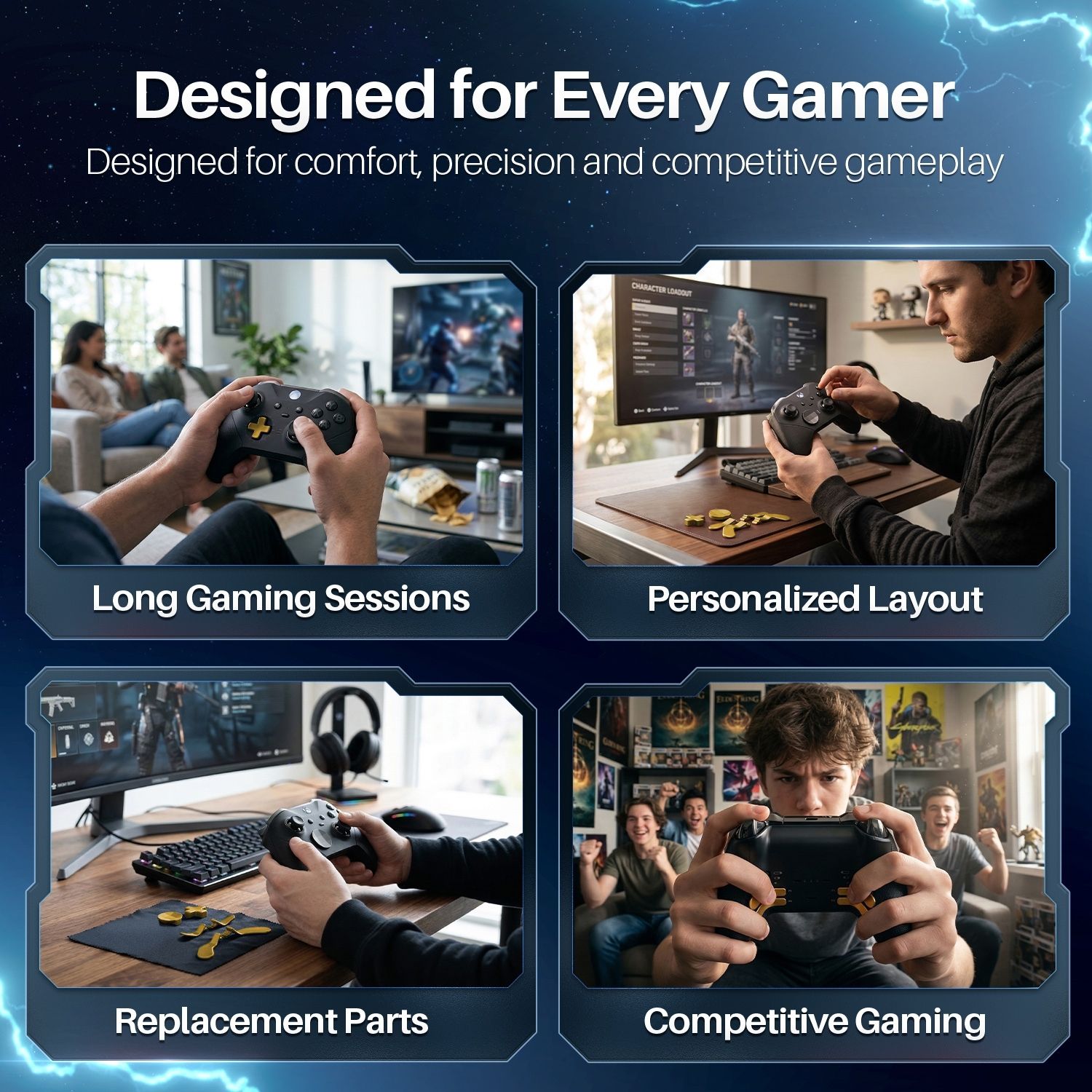 TNP 5 in 1 Elite Controller Paddles for Xbox One Elite Series 2 - Replacement Metal Stainless Steel Paddles Trigger & D-Pad Parts Accessories Compatible with Xbox Elite Controller Series 2 Core, Gold