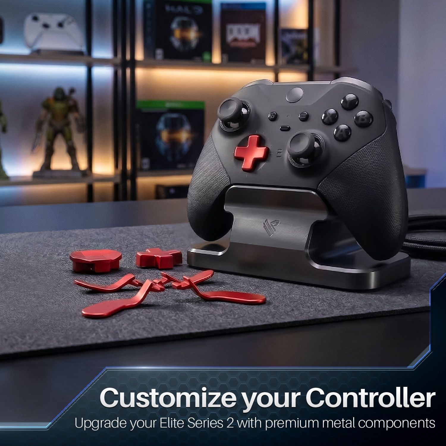 TNP 5 in 1 Elite Controller Paddles for Xbox One Elite Series 2 - Replacement Metal Stainless Steel Paddles Trigger & D-Pad Parts Accessories Compatible with Xbox Elite Controller Series 2 Core, Red