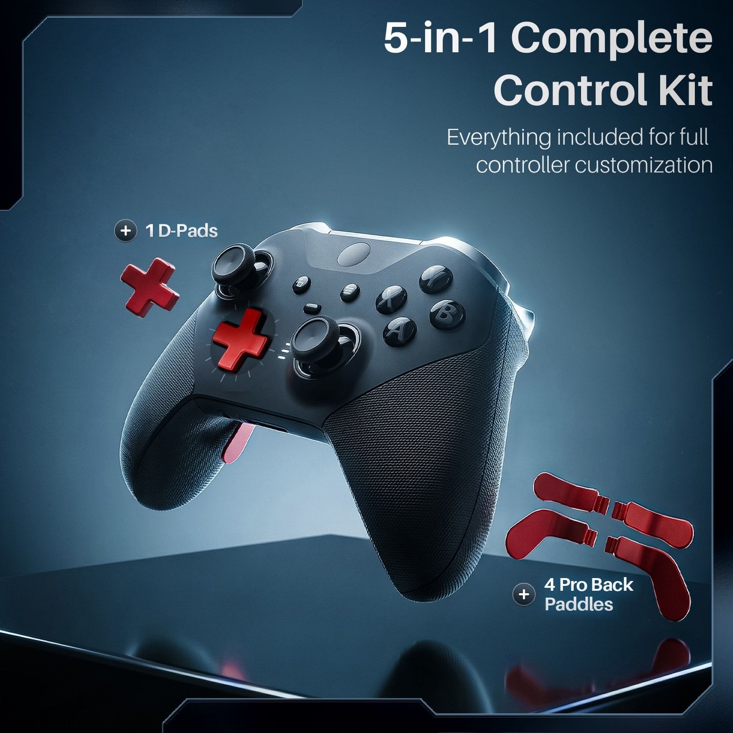 TNP 5 in 1 Elite Controller Paddles for Xbox One Elite Series 2 - Replacement Metal Stainless Steel Paddles Trigger & D-Pad Parts Accessories Compatible with Xbox Elite Controller Series 2 Core, Red