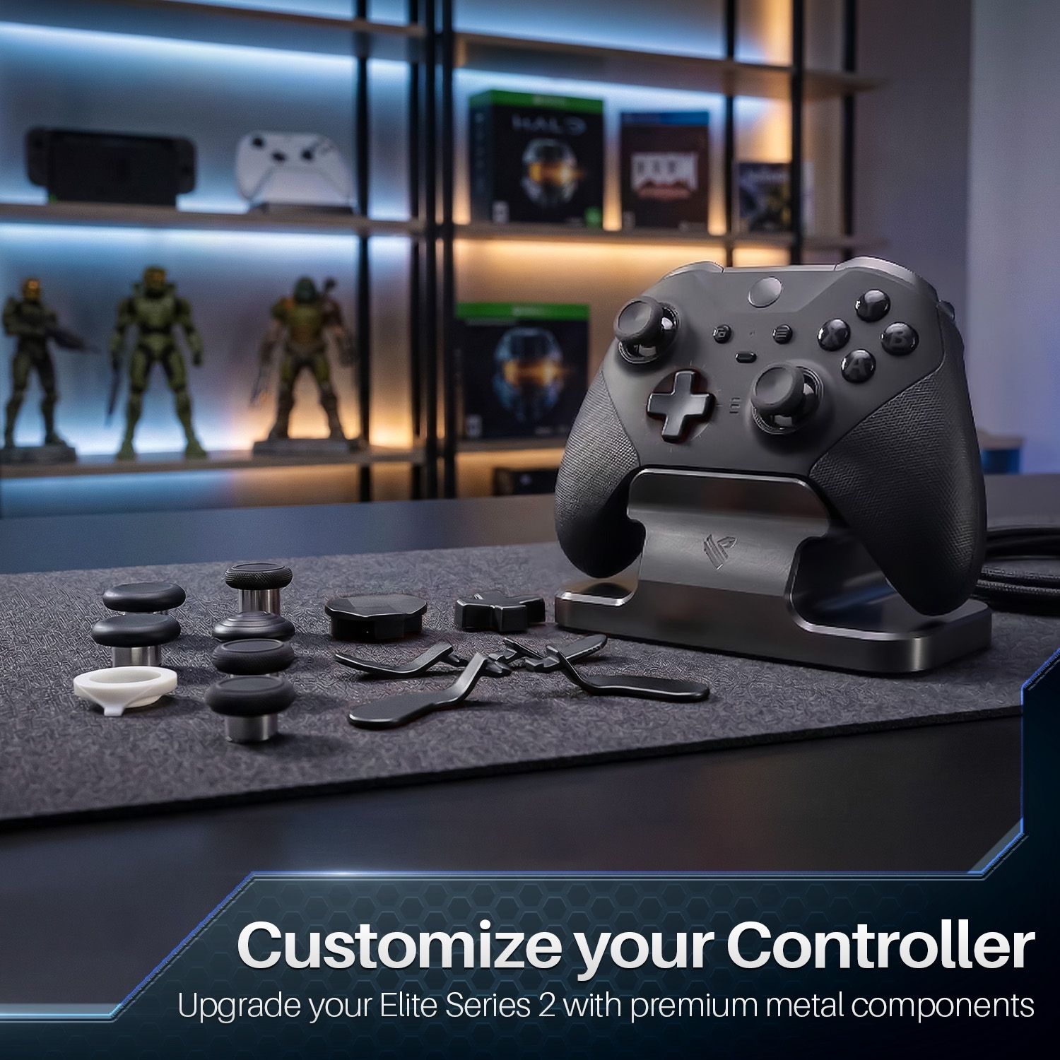 Elite Series 2 Controller Accessories - D-Pads, Thumbsticks, Paddles DIY Customizable Parts, High-Quality Black Elite Component Kit, Replacement Accessories for Xbox One Elite Controller Series 2