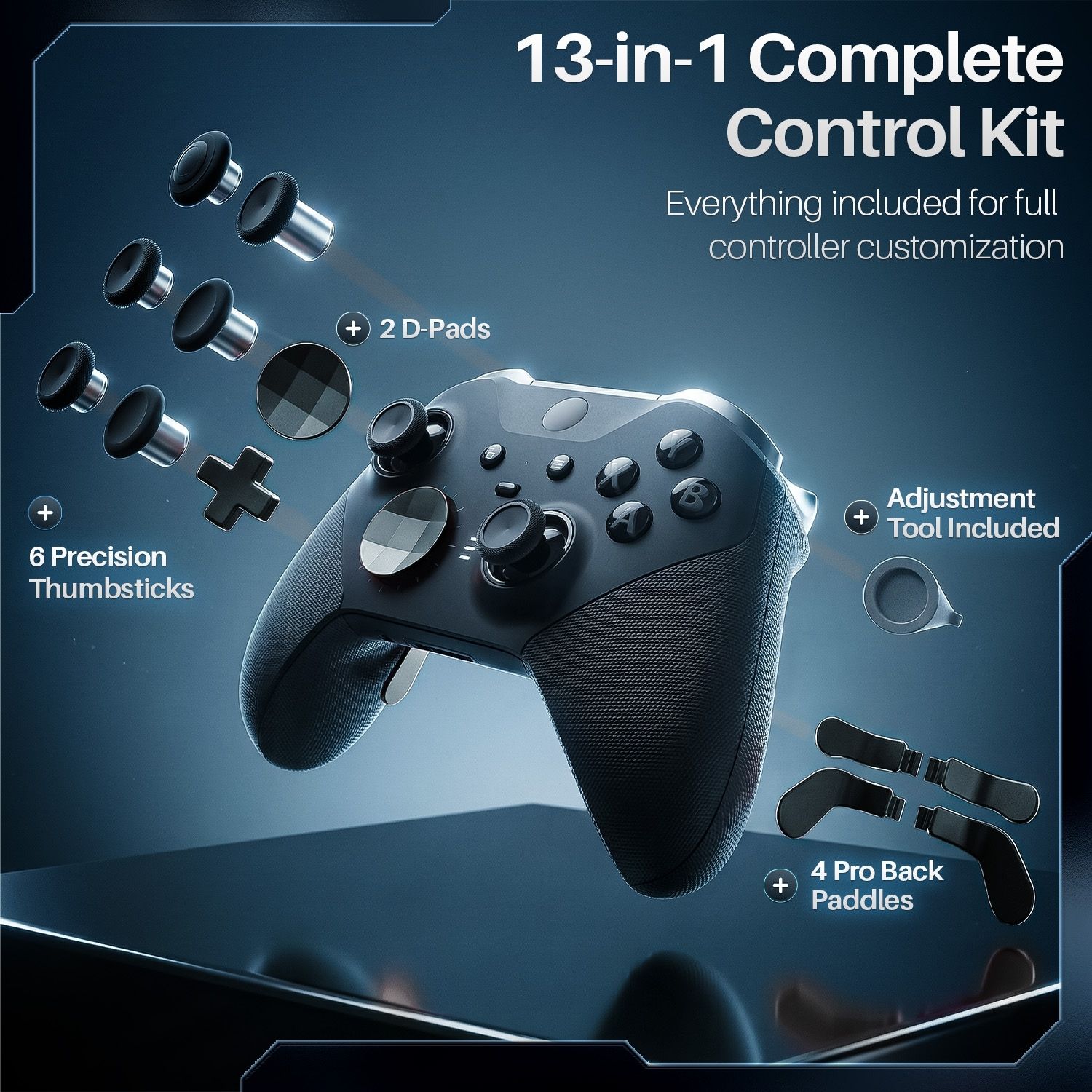 Elite Series 2 Controller Accessories - D-Pads, Thumbsticks, Paddles DIY Customizable Parts, High-Quality Black Elite Component Kit, Replacement Accessories for Xbox One Elite Controller Series 2