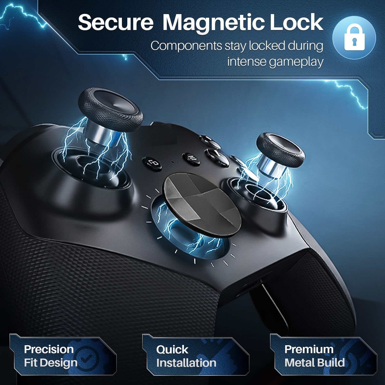 Elite Series 2 Controller Accessories - D-Pads, Thumbsticks, Paddles DIY Customizable Parts, High-Quality Black Elite Component Kit, Replacement Accessories for Xbox One Elite Controller Series 2