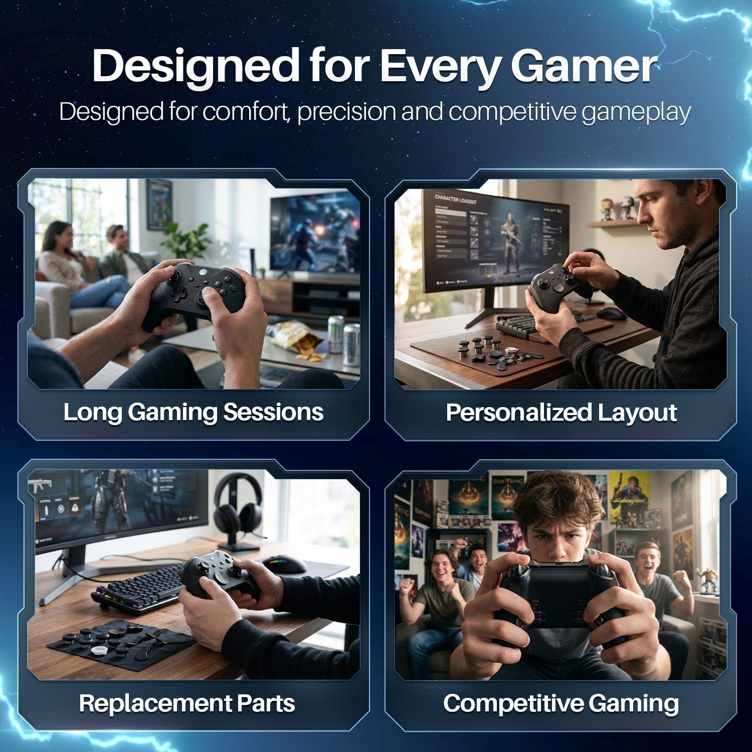 Elite Series 2 Controller Accessories - D-Pads, Thumbsticks, Paddles DIY Customizable Parts, High-Quality Black Elite Component Kit, Replacement Accessories for Xbox One Elite Controller Series 2