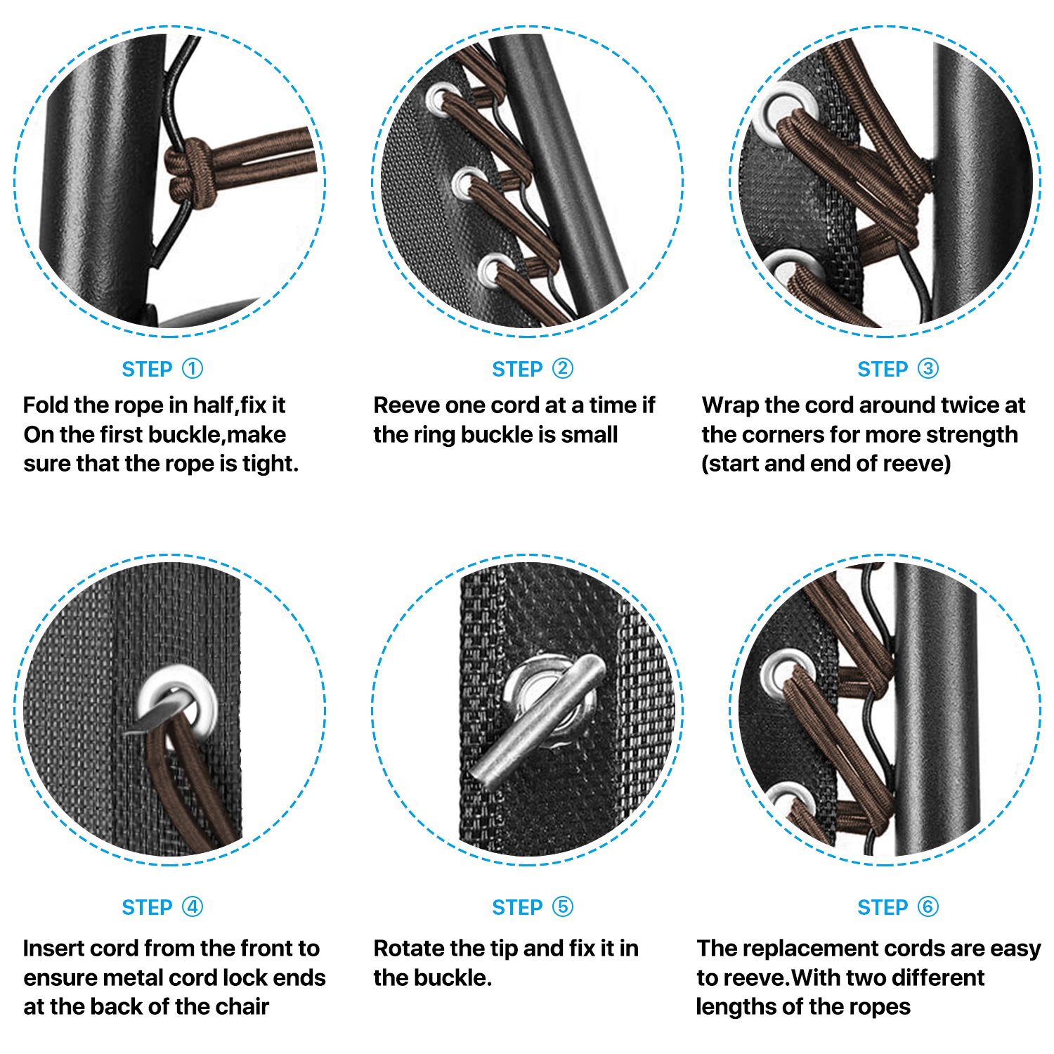 Environmentally Friendly Solution - Revitalize your favorite indoor or outdoor chair with high quality bungee chair cord. Repair stretch folding reclining chairs and not have to dispose because of a broken cord